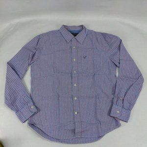 American Eagle Outfitters Men's Blue Pink Striped Button Down Shirt Size S/P